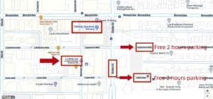 2 hours free parking at Leon ave