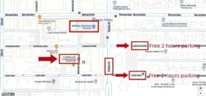 2 hours free parking at Leon ave